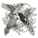 Birds fighting tattoo design idea