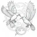 Birds fighting tattoo design idea