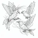 Birds fighting tattoo design idea