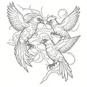 Birds fighting tattoo design idea