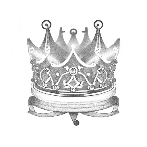 A K-pop idol with a crown made of musical notes tattoo design idea