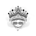 A K-pop idol with a crown made of musical notes tattoo design idea