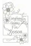 everything happens for a reason quote with flowers growing on top  tattoo design idea