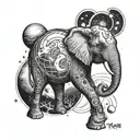 elephant and planet mars tattoo tattoo design idea