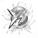 A lightning bolt made up of various mechanic tools tattoo design idea