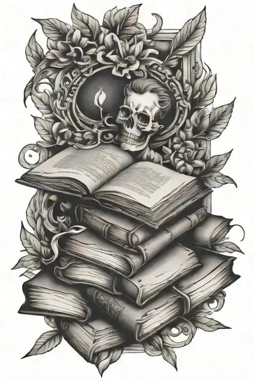 book lover tattoo design idea
