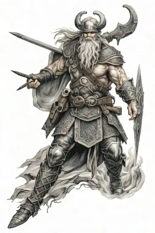 Norse gods preparing for the final battle of Ragnarok tattoo design idea