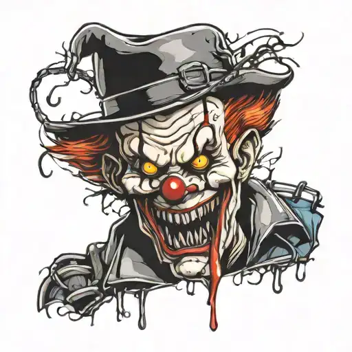 A new-school style tattoo of a mashup between Freddy Krueger and Pennywise tattoo design idea