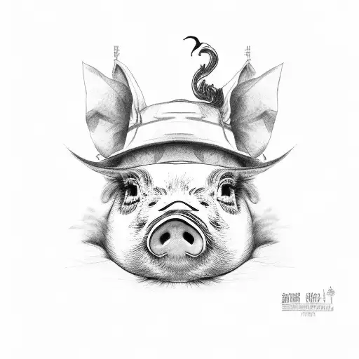 smoking pig tattoo design idea