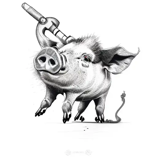 drunk pig tattoo design idea