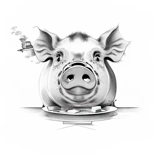 drunk pig tattoo design idea