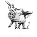 drunk pig tattoo design idea
