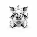 drunk pig tattoo design idea