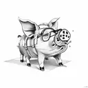 drunk pig tattoo design idea