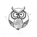 realistic owl with solar system tattoo design idea