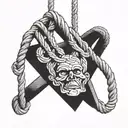 a Jew hanged executed through a noose knot tattoo design idea