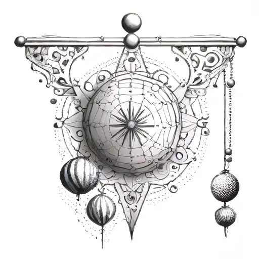Design a modern interpretation of a pendulum as a symbol of balance and harmony tattoo design idea