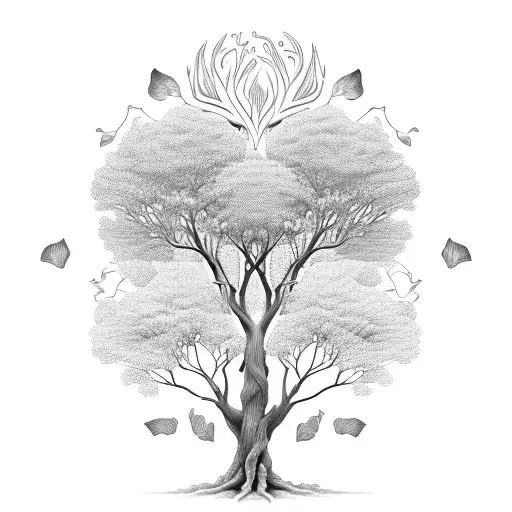 life and death, tree of life, struggles, balance tattoo design idea