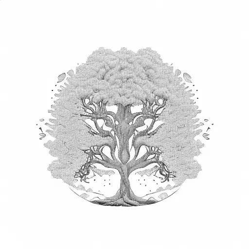 life and death, tree of life, struggles, balance tattoo design idea