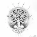 life and death, tree of life, struggles, balance tattoo design idea