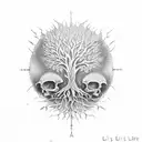 life and death, tree of life, struggles, balance tattoo design idea
