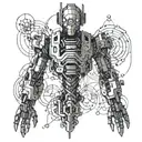 A futuristic robotic interpretation of your daughter's name intertwined with circuit patterns tattoo design idea