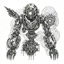 A futuristic robotic interpretation of your daughter's name intertwined with circuit patterns tattoo design idea