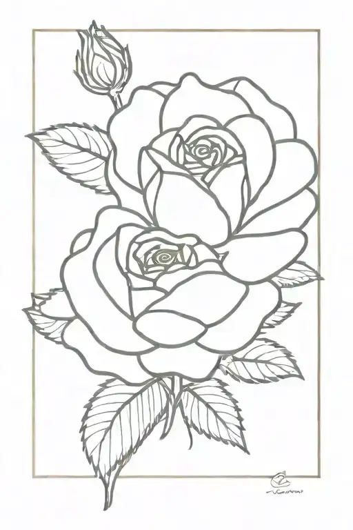 simple rose and marigold flowers no leaves tattoo design idea