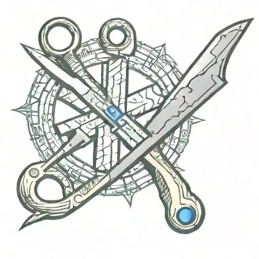 medical symbol cadaceous with surgical scalpel and knife tattoo design idea