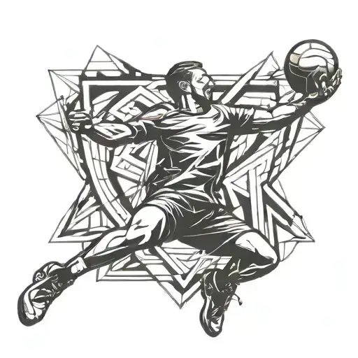 handball player in action tattoo design idea