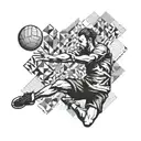 handball player in action tattoo design idea