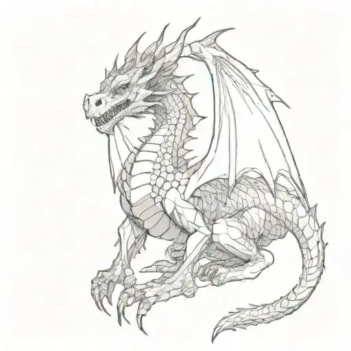 a dragon  facing front with its wings out tattoo design idea