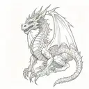 a dragon  facing front with its wings out tattoo design idea