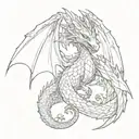 a dragon  facing front with its wings out tattoo design idea