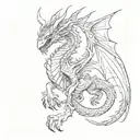 a dragon  facing front with its wings out tattoo design idea
