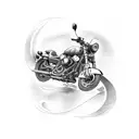 A motorcycle chain transforming into a winding road tattoo design idea