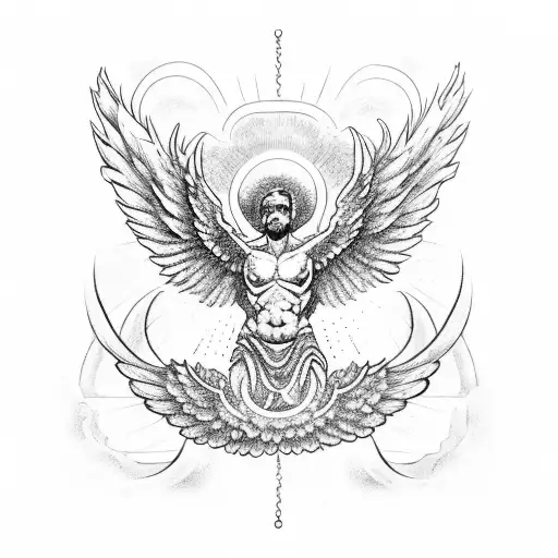 Icarus from greek mithology with burning wings tattoo design idea