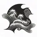 three small waves flowing water tattoo design idea