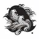 three small waves flowing water tattoo design idea