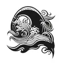 three small waves flowing water tattoo design idea