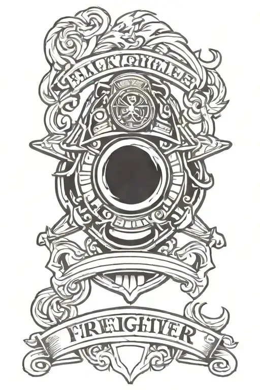 family crest firefighter helmet tattoo design idea