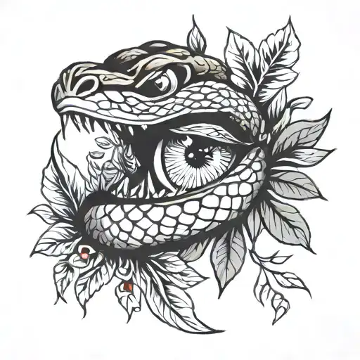 snake eye laurel tattoo design idea