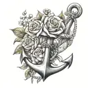 anchor banner flowers wrapped tattoo design idea