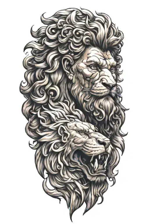 Hercules with lion mane on tattoo design idea