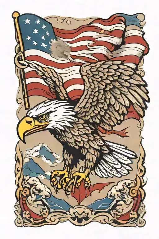 American flag shoulder Eagle soaring tattoo design idea