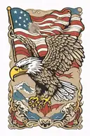 American flag shoulder Eagle soaring tattoo design idea