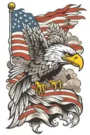 American flag shoulder Eagle soaring tattoo design idea