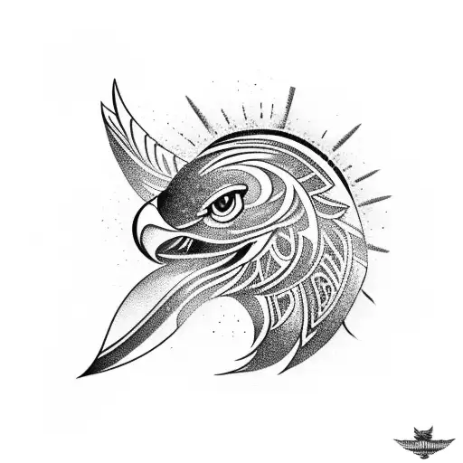 black ink tribal eagle  tattoo design idea