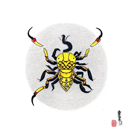 scorpion using black and yellow colors tattoo design idea