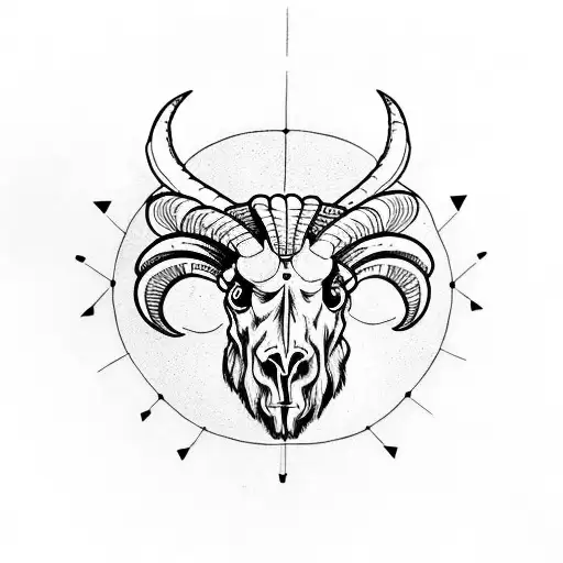 ram skull, encircled tattoo design idea
